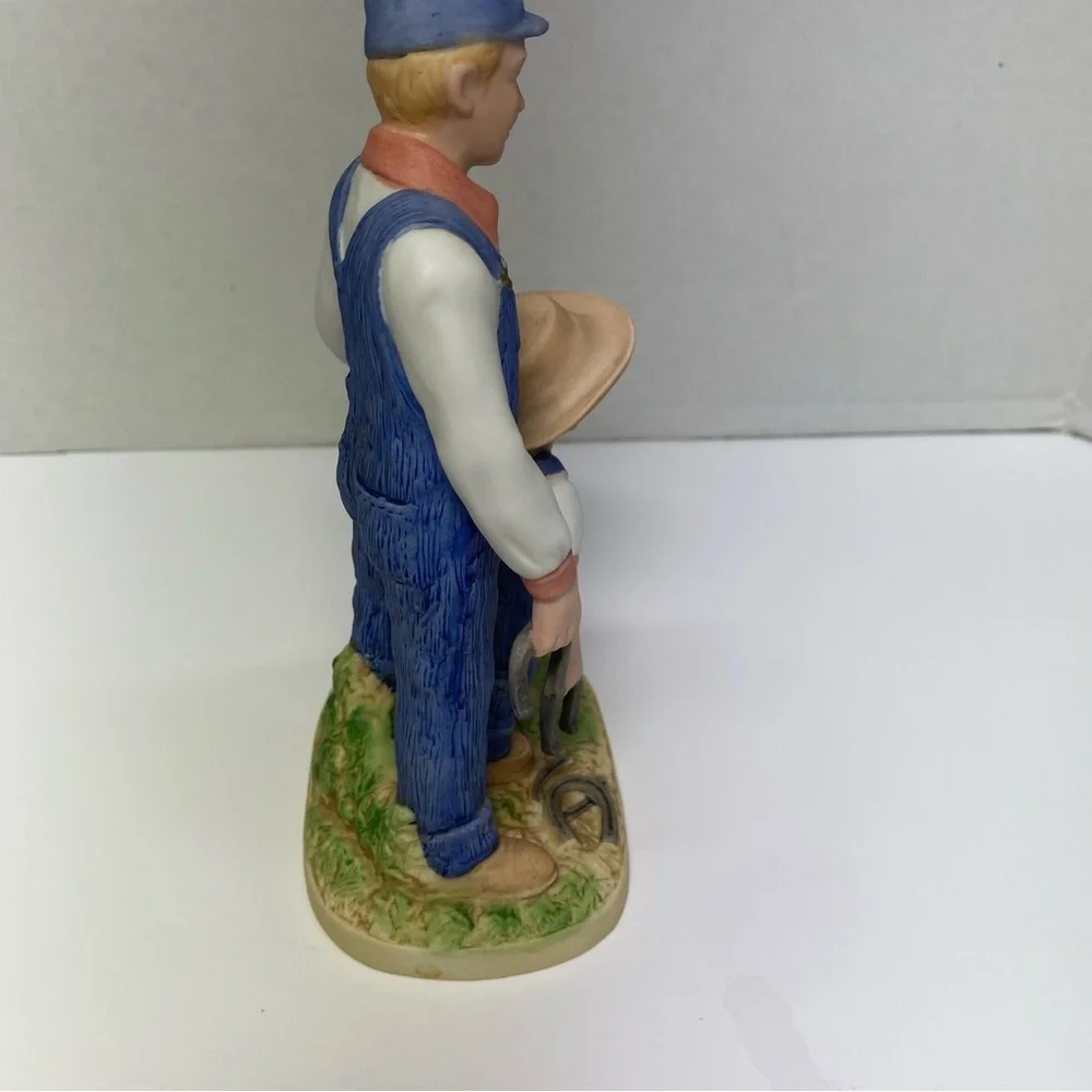 Denim Days Horseshoes Homco Vintage  #8808 Porcelain Dad & Danny Play Horseshoes